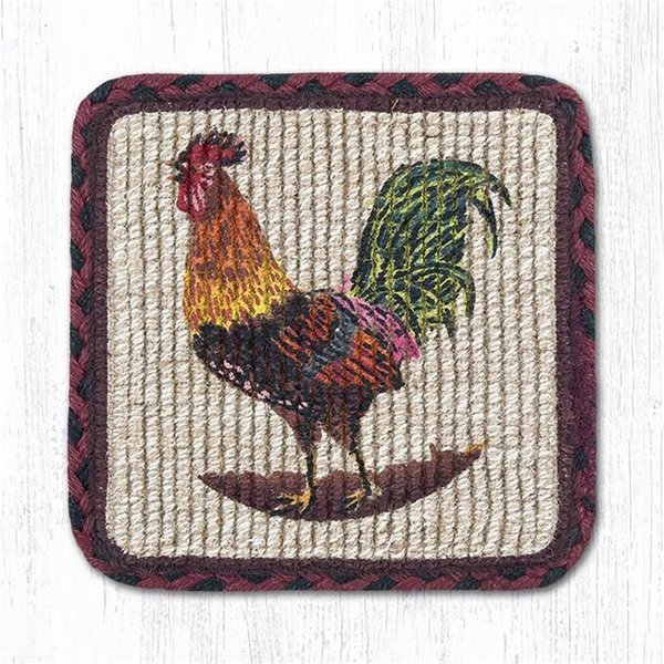 H2H 9 x 9 in. Morning Rooster Wicker Weave Table Accent Rug H22211665